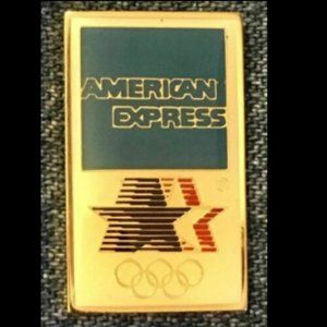 American Express Olympic Sponsor Pin ~1984 Los Angeles with Stars in Motion Logo